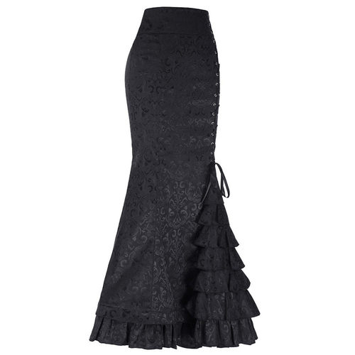 Punk Vintage Jacquard Mermaid Skirt女个性朋克复古提花鱼尾裙 - 图3