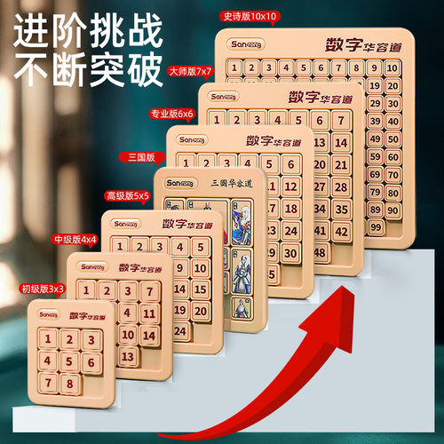 磁力版一数字华容道滑动拼图九宫格数学数独三国游戏儿童益智玩具 - 图0