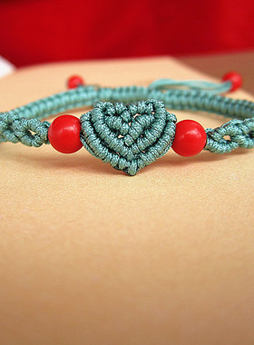 小爱心手绳手链手工编织