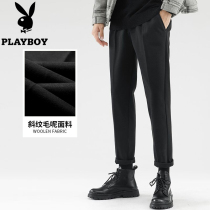 Flowers Playboy Maos pants Mens autumn Winter Tide Thickened Casual Long Pants Winter Style Matching Martin Boots Western Dress Pants