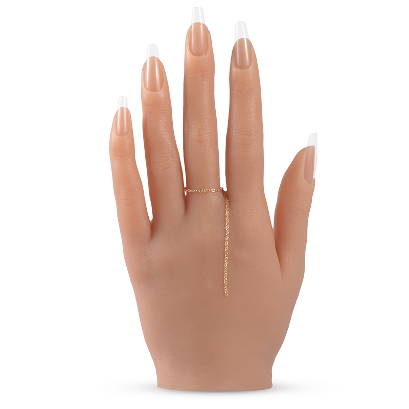 手模型仿真女假手铂金硅胶美甲练习专用关节可弯曲嵌入式指甲槽 - 图3