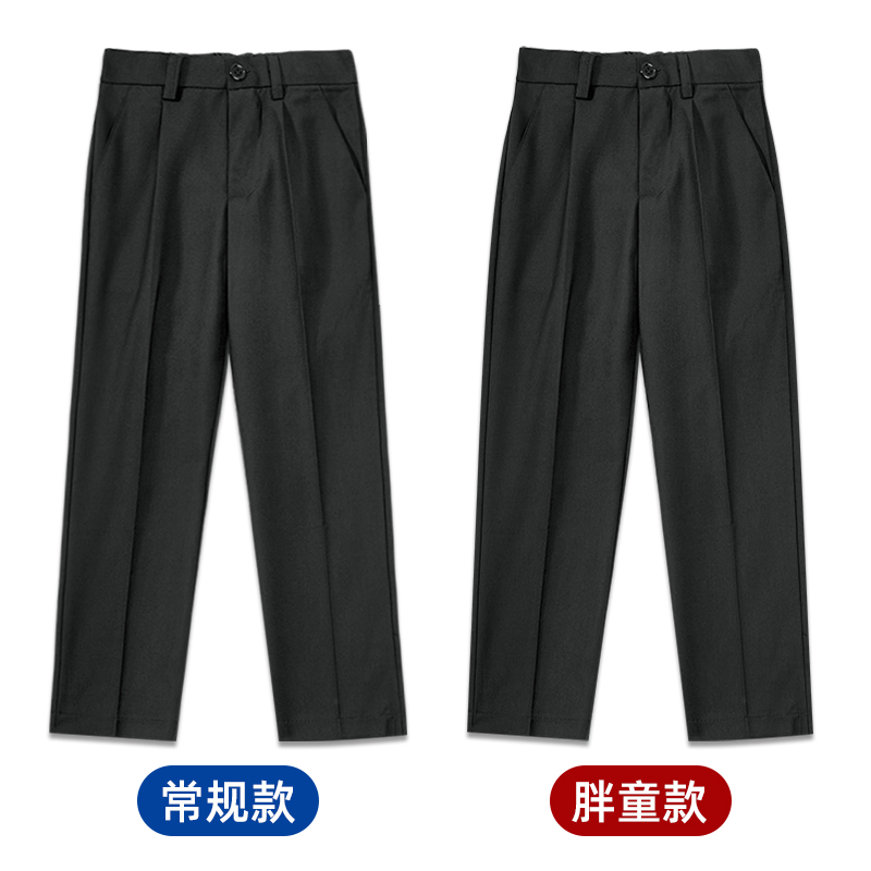 儿童西装裤男童休闲裤夏款藏青黑色学生校服裤演出西服背带裤长裤