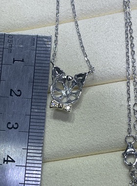 小猫吊坠珍珠配件s925纯银