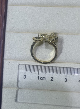 双蝴蝶珍珠戒指配件s925纯银