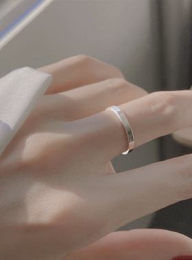 925纯银素戒光面开口戒简约设计感ins潮人戒指轻奢时尚冷淡风高级