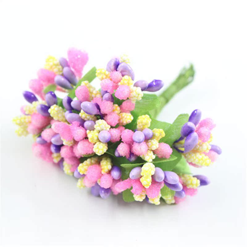 12pcs/lot Mini artificial Stamen Bud Bouquet Leaf flower for-图1