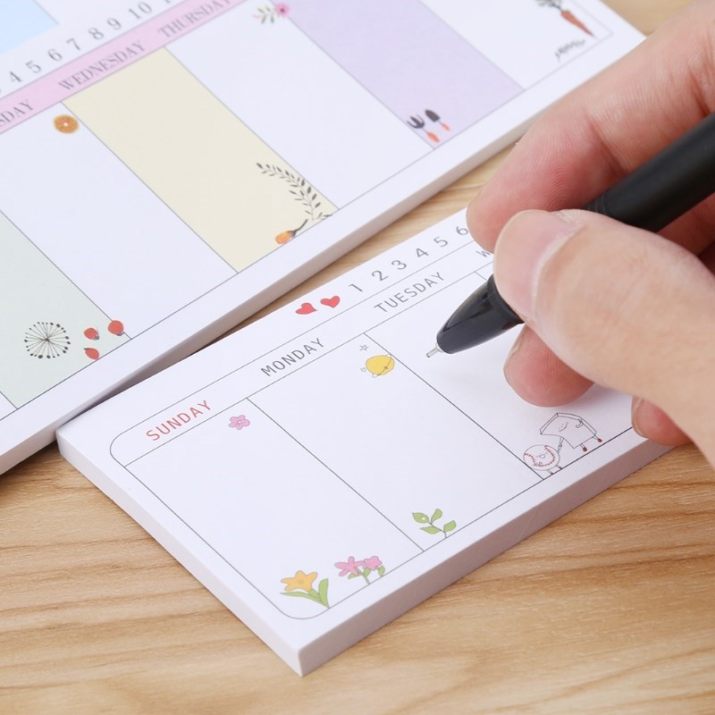 Cute Week Plan Sticky Note Memo Pad Notebook Bookmark Studen - 图1