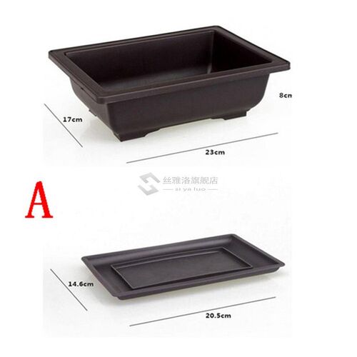 1Set Flower Pot + Tray Balcony Square Flower Bonsai Bowl Nur - 图0
