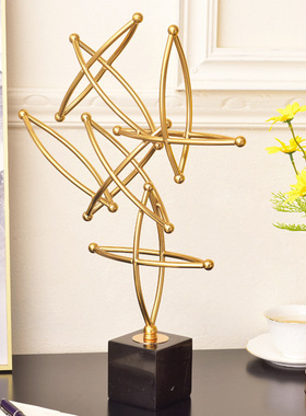 跨境异形轻奢金属摆件高级感创意中式客厅办公室装饰工艺品 厂