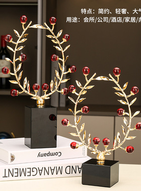 家居珍珠水晶树叶全套花环摆件高级感客厅办公室轻奢工艺品 厂