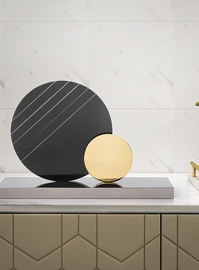 北欧大理石圆环金属摆件客厅办公桌桌面装饰礼品礼物工艺品 厂