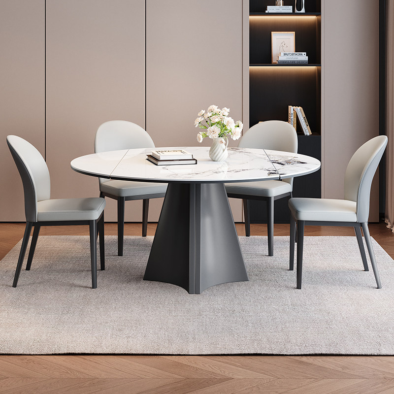 蒂梵拉大四角意式可伸缩餐桌带电磁炉内嵌暖菜转盘高级感岩板餐台,淘宝优惠券,粉丝福利购,淘宝优惠卷