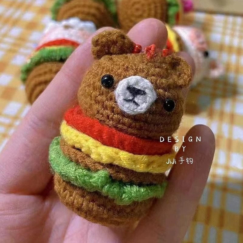 毛线新手钩针diy材料包手工编织卡通星之卡比汉堡玩偶材料包钥匙,淘宝优惠券,粉丝福利购,淘宝优惠卷