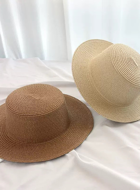 草帽手工波浪帽胚女夏天沙滩出游防晒遮阳帽子活动沙龙暖场大帽檐