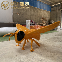 Glass Fiber Large Bee Great Bumblebee Animal Swing Piece Sculpture Custom Exhibition Hall Park Mall Landing Chen Mei-piece