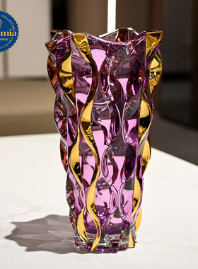 捷克进口描金蓝色花瓶30cm礼盒装