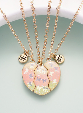 磁吸三人闺蜜星月蝴蝶项链