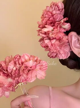 订婚发饰氛围感紫色花朵发簪傣族