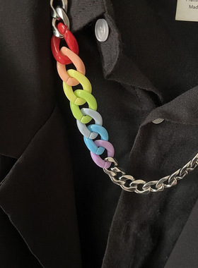 儿童装饰项链男嘻哈亚克力拼接