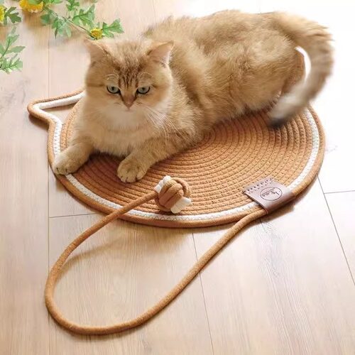 猫抓垫网红编织棉绳自嗨球一体耐磨耐抓不掉渣可水洗宠物睡觉棉垫 - 图3