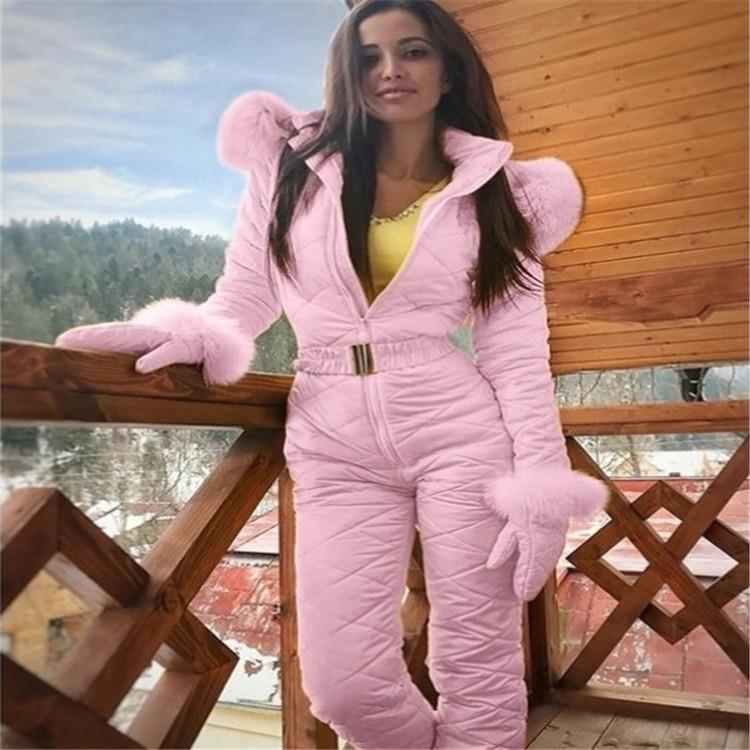 winter warm ski zipper fashion jumpsuit sports ski coat - 图2