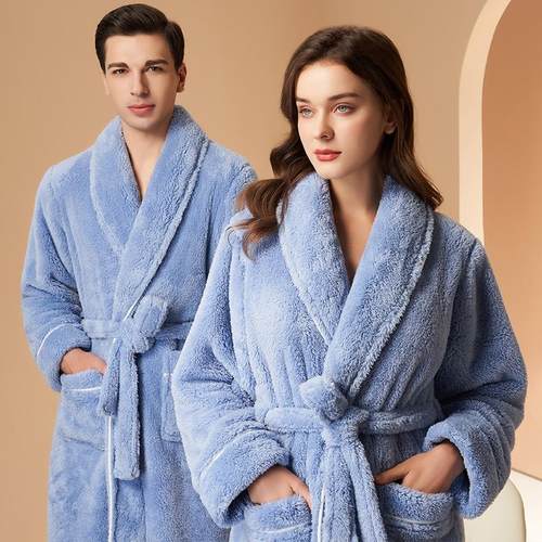 comfortable pajamas long plus-size velvet bathrobes pants - 图1