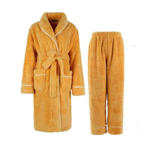 comfortable pajamas long plus-size velvet bathrobes pants - 图3