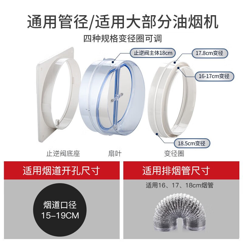 潜水艇油烟机止逆阀烟道厨房油烟止回阀通用排烟管防反味F160 - 图2