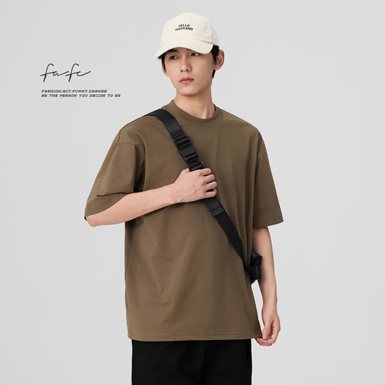 FAFC三本针夏季索罗娜凉感速干防晒短袖T恤男宽松纯色内搭打底衫