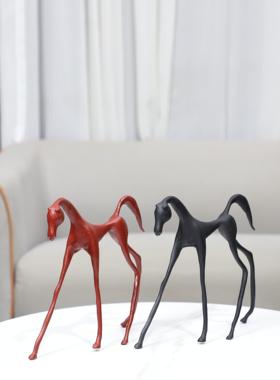 北欧铸铁客厅小红马摆件家居饰品