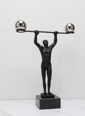 新中式客厅举重人物家居装饰摆件