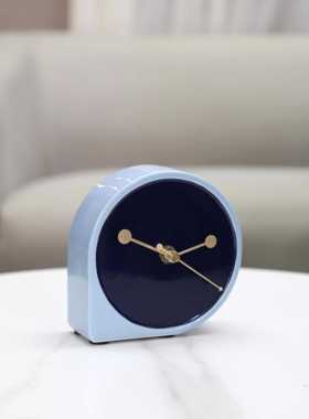 轻奢陶瓷水滴圆形钟表时钟摆件