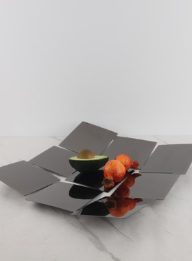 北欧不锈钢客厅九宫格果盘摆件