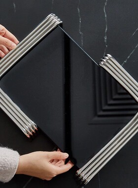 轻奢方形不锈钢镜面托盘桌面摆件