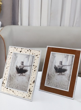 简约几何金属马毛相框装饰摆件