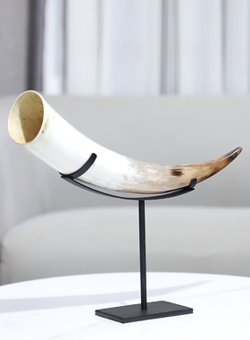 创意几何手工牛角艺术装饰摆件