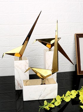 大理石不锈钢千纸鹤艺术摆件