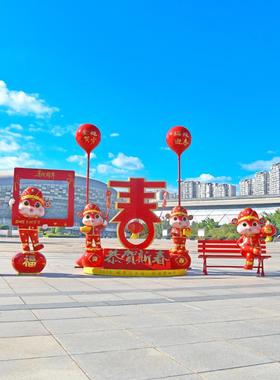 2024户外卡通蛇玻璃钢雕塑蛇年摆件春节新年生肖蛇售楼部落地装饰