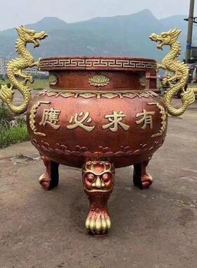 寺庙铸铁铸铜烧纸炉室外烧香鼎复古长方形平口香炉祠堂烧纸供奉用