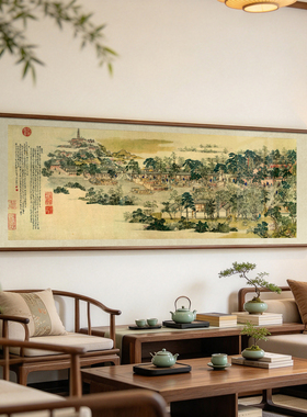 徐扬姑苏繁华图黑胡桃实木框画