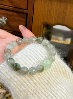 原创天然绿兔毛绿萤石手串女烟雨江南文雅百搭新款直播爆款饰品