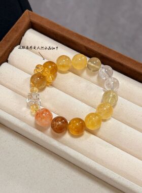 【金溢姜满】原创天然黄萤石黄塔晶多宝手串黄色系女款气质手饰