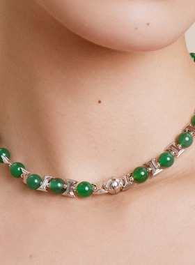 HERBE合璧HI守护柱项链串珠颈链珍珠项链绿玛瑙串珠轻奢新年礼物