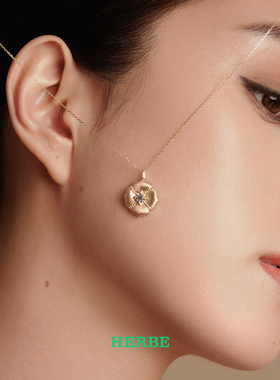 HERBE合璧 柿蒂纹样18k金钻石生辰石项链轻定制 通勤时尚百搭女款