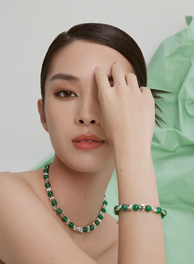 HERBE合璧 HI守护柱串珠手链 珍珠绿玛瑙材质