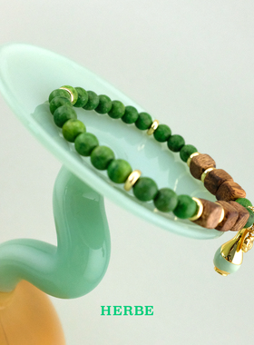 HERBE合璧 福禄来瓶步青云春瓶手串 沉香绿松石珐琅青色玉瓶