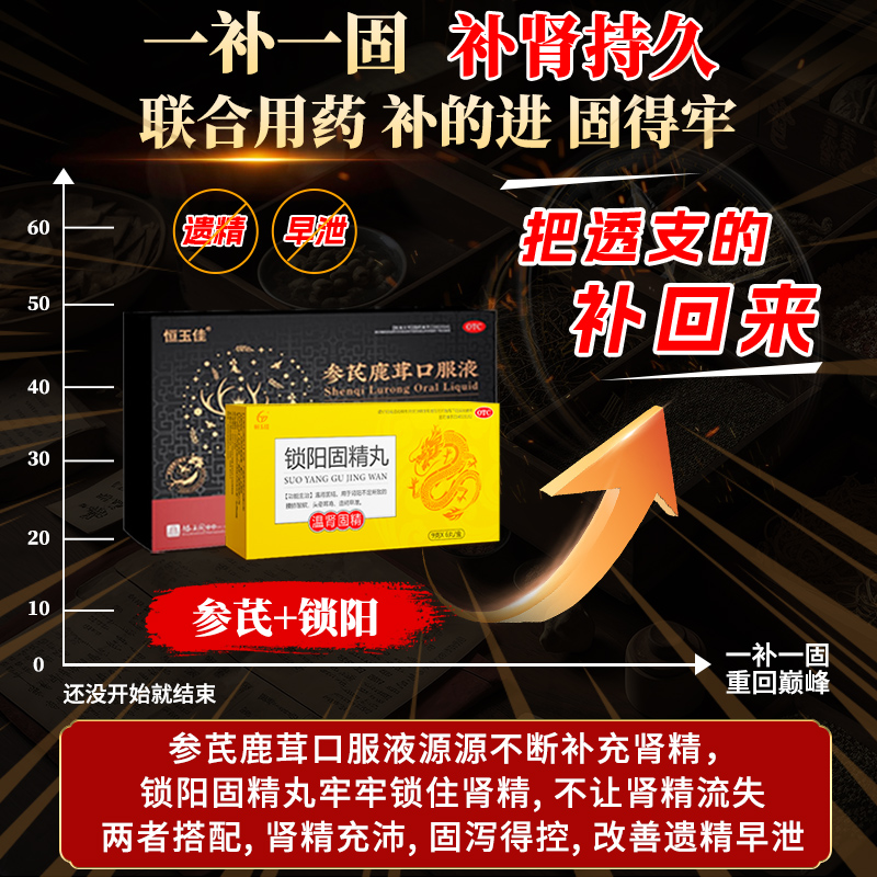 参芪鹿茸口服液健脾益肾补肾固精强肾补气补血壮阳男士正品旗舰店