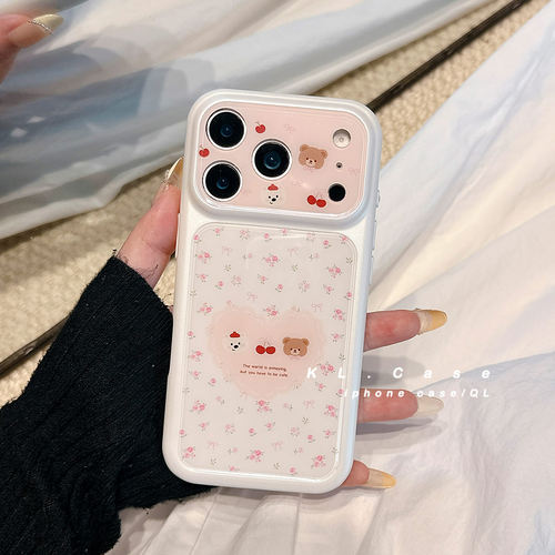 壳侣 ins风可爱碎花小熊适用苹果17手机壳iPhone17promax新款16防摔保护套15硅胶全包镜头少女心小众高级感女 - 图0