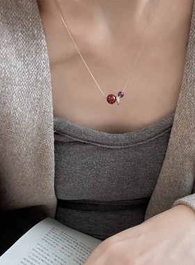 九紫离火925纯银朱砂简约项链