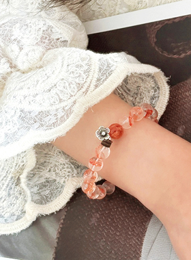 【普陀山祝福】红胶花水晶手串